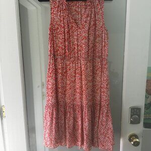 Rebecca Taylor RedCoral Sleeveless 100% Silk Provence Block Dress Women's Size 4